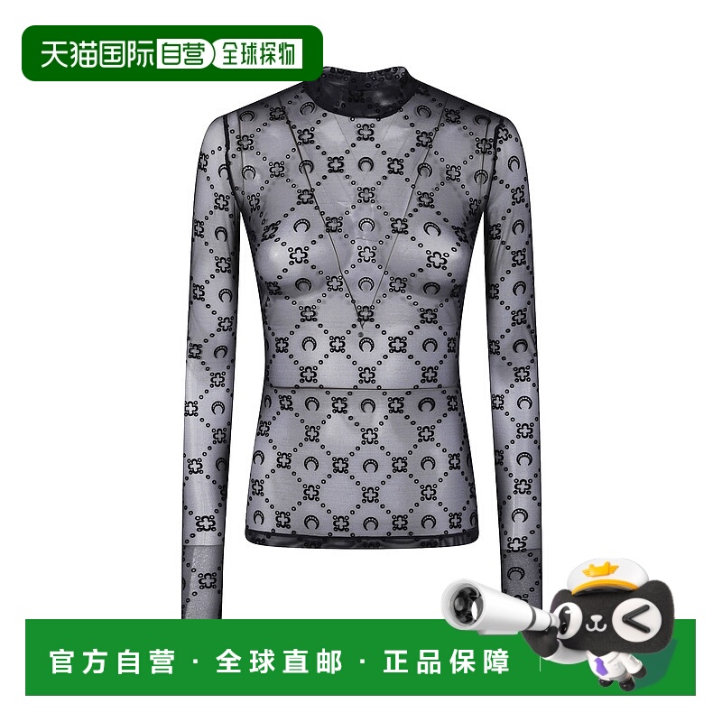 香港直邮Marine Serre 网眼植绒长袖高领T恤 WTO388ACJER0005BK99