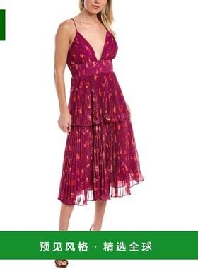 1h可退 【美国直邮】AMUR|AMUR Catarina 褶皱中长连衣裙