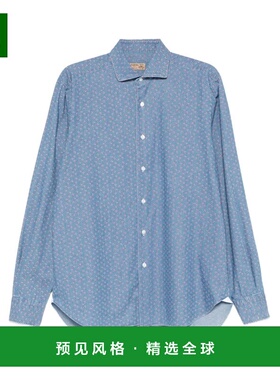 香港直邮BARBA 男士衬衫 LIU02P0150257U0001 AW2025 蓝色 Blue M