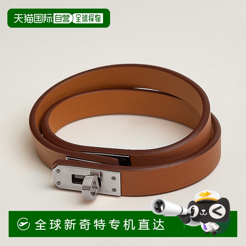 1h可退 欧洲直邮Hermes/爱马仕 女士金色小牛皮Mini Kelly双圈手