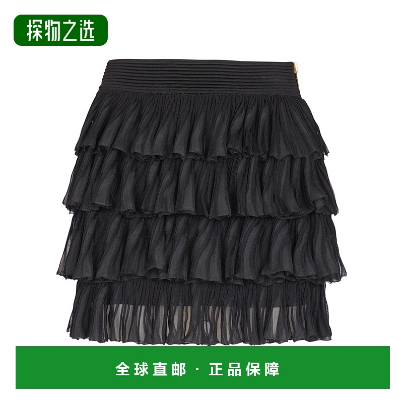 香港直邮Balmain 荷叶边针织短裙 FF1LBA90KI54