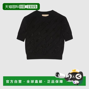 自营欧洲直邮Gucci古驰女士黑色 GG图案羊绒衫