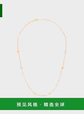 1h可退 欧洲直邮CELINE赛琳 LES PERLES 镶钻树脂珍珠镀金黄铜项