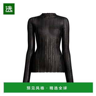 1h可退 香港直邮KHAITE 女士 Cosette 罗纹针织上衣 black黑色 舒