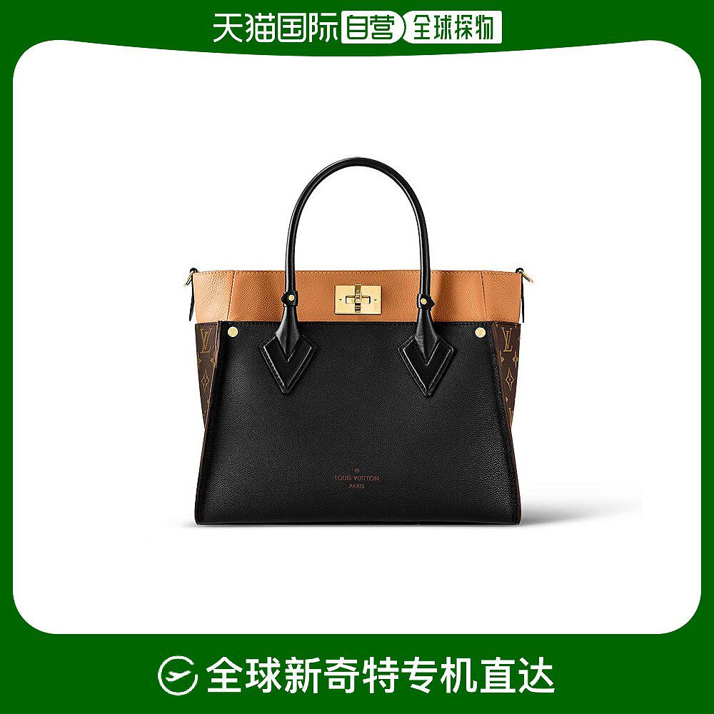 louisvuitton/路易威登女士黑色小牛皮帆布老花手提包