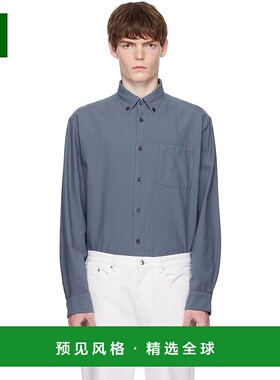 1h可退 香港直邮A.P.C. 男士 蓝色 Mateo Logo 衬衫 COHAHH12599