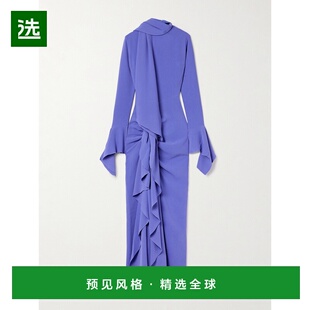 1h可退 香港直邮SOLACE LONDON 女士 Nella 垂褶褶皱绉纱长款连衣