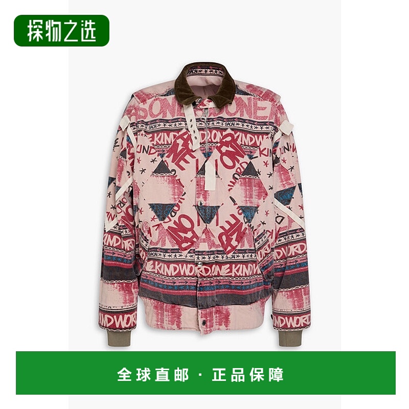 香港直邮Sacai 男士 印花牛仔布夹克 2302970M789