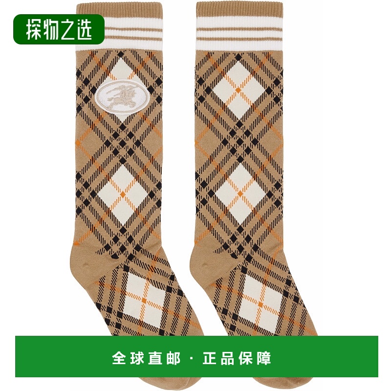 1h可退 香港直邮Burberry 巴宝莉 女士 驼色 Argyle Check Stretc