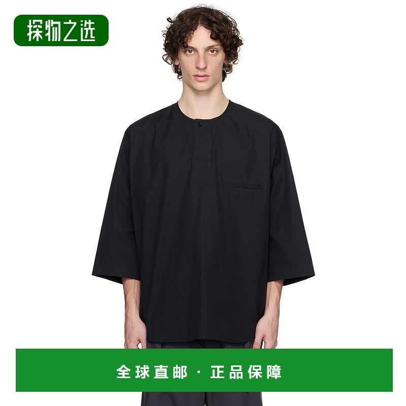 1h可退 香港直邮Lemaire 男士 黑色亨利衫 TO1326LF839 舒适时尚
