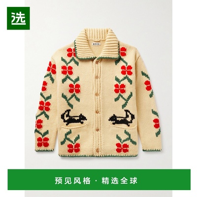香港直邮1h可退 Bode 男士 Pirate Ship 嵌花初剪羊毛针织开衫 MR