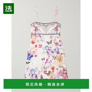 1h可退 香港直邮camilla and marc 女士 精饰印花亚麻迷你连衣裙