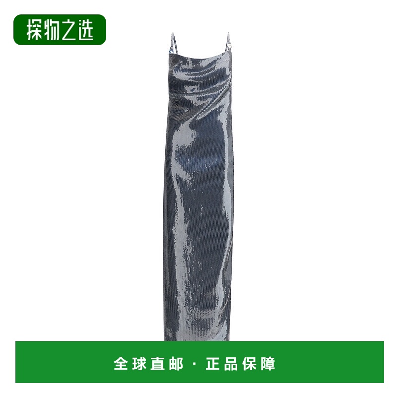 香港直邮Coperni 女士 褶皱珠片精饰礼服 COPR205F3051GRY