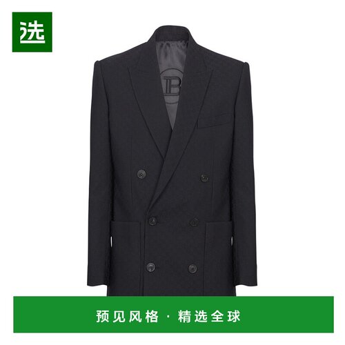 香港直邮Balmain Monogram 提花羊毛长袖西装外套 CH1SG030WC54