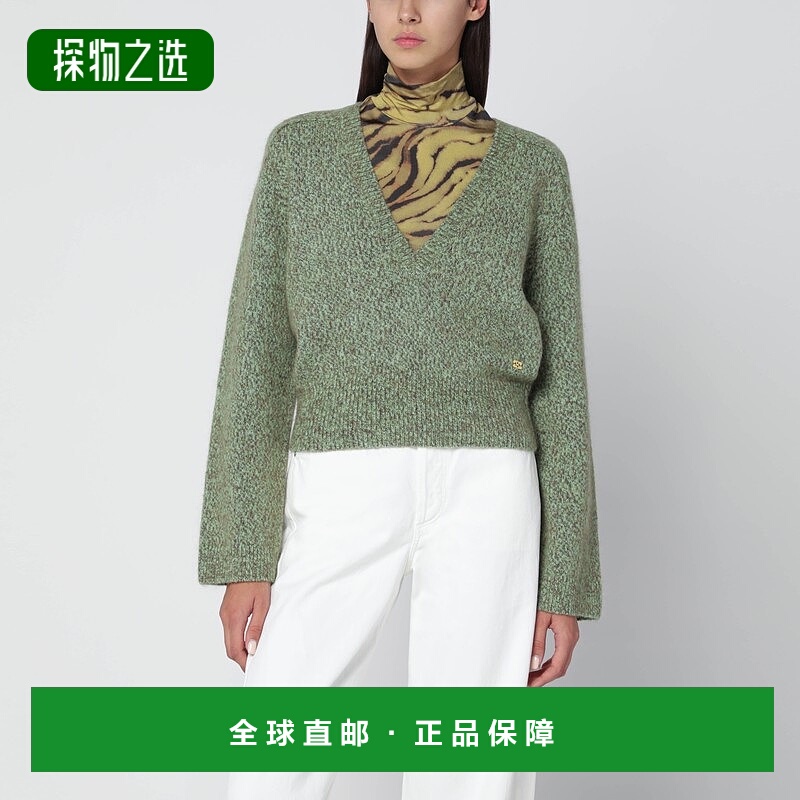 香港直邮GANNI 甘尼 女士 WOOLBLEND 绿色织纹毛衣 K26212731