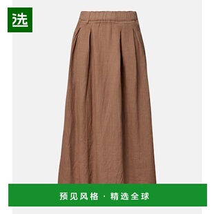 1h可退 香港直邮Velvet 女士 Linda 亚麻长款半身裙 brown棕色 舒