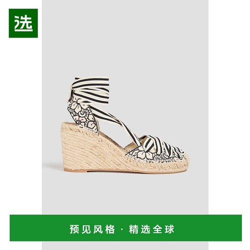 1h可退 香港直邮ZIMMERMANN 女士 刺绣坡跟帆布面凉鞋 5324S24ONY