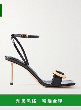 1h可退 香港直邮Jacquemus 女士 Regalo 精饰鳄鱼纹漆皮凉鞋 24E2