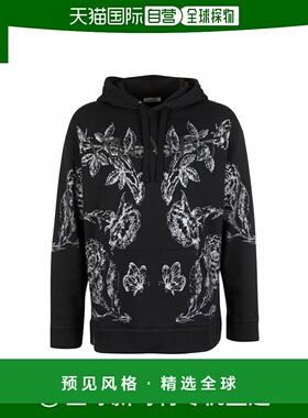 【99新未使用】香港直邮Valentino 黑色印花连帽卫衣 WV3MF18I7LH