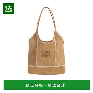 香港直邮Miu Miu IVY 绒面革和钩针编织手提包 5BG2312IBGVMLR