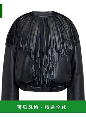 香港直邮Alaia 流苏皮革飞行员夹克 AA9V1074C228A皮夹克