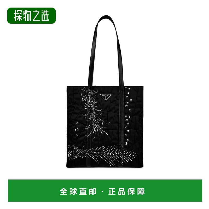 香港直邮Prada 刺绣拼布手提包 836004尼龙托特包