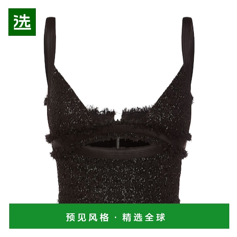 香港直邮Versace 花呢金银丝短款吊带 78I-A86084