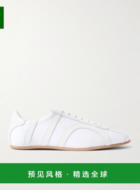 香港直邮TOTÊME 女士 皮革边棉质帆布运动鞋 253WAS0233FB0402WHI