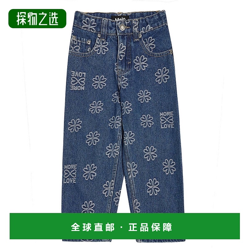 1h可退 香港直邮Molo 女童 Aiden 刺绣牛仔裤童装 blue蓝色 舒适