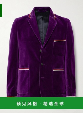 1h可退 香港直邮Bode 男士 展示饰带装饰棉质天鹅绒西装外套 MRF2