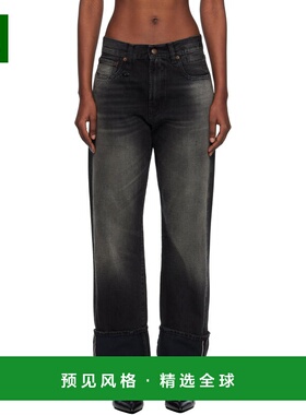 1h可退 香港直邮R13 女士 黑色 Cuffed Boyfriend 牛仔裤 R13WD19