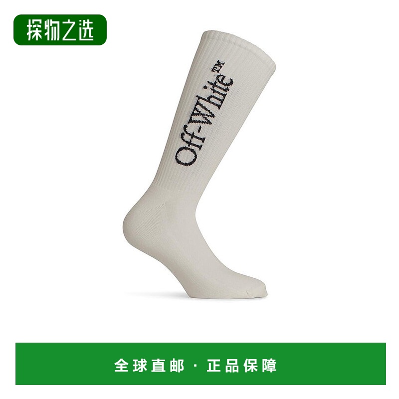 1h可退 香港直邮Off-white 男士 白色 Quote Mid 中筒袜 OMRA085C