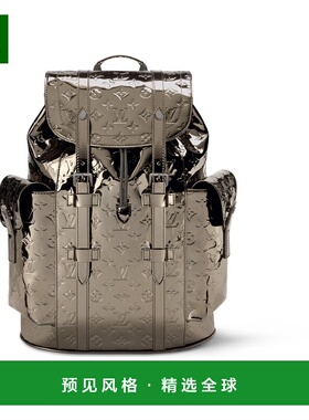 欧洲直邮LV路易威登 Christopher男士钢灰色帆布老花图案双肩包