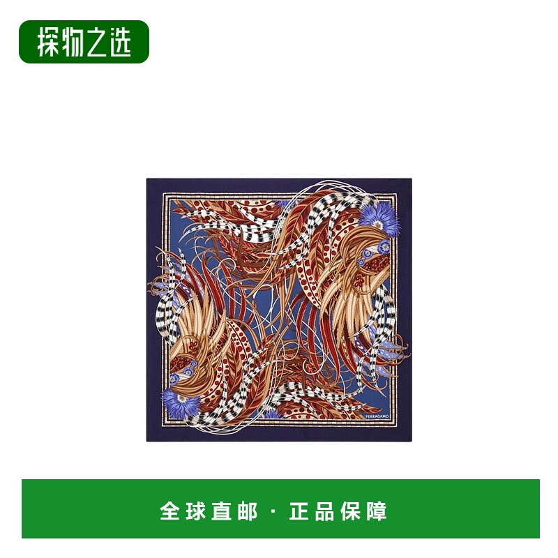 香港直邮Salvatore Ferragamo 公鸡印花真丝围巾 310234