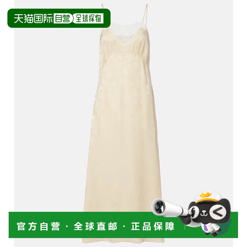 1h可退 香港直邮Chloe 蔻依 女士 提花蕾丝边真丝中长连衣裙
