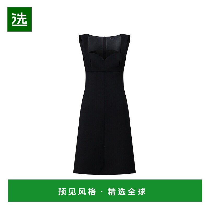 1h可退 欧洲直邮LV路易威登 女士黑色羊毛A字廓形连衣裙吊带