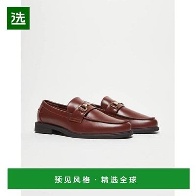 1h可退 香港直邮ASOS 男士 snaffle 设计棕色金色乐福鞋单鞋
