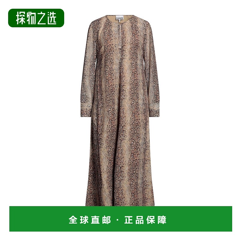 香港直邮GANNI 甘尼 女士 中长连衣裙 beige米色 舒适时尚