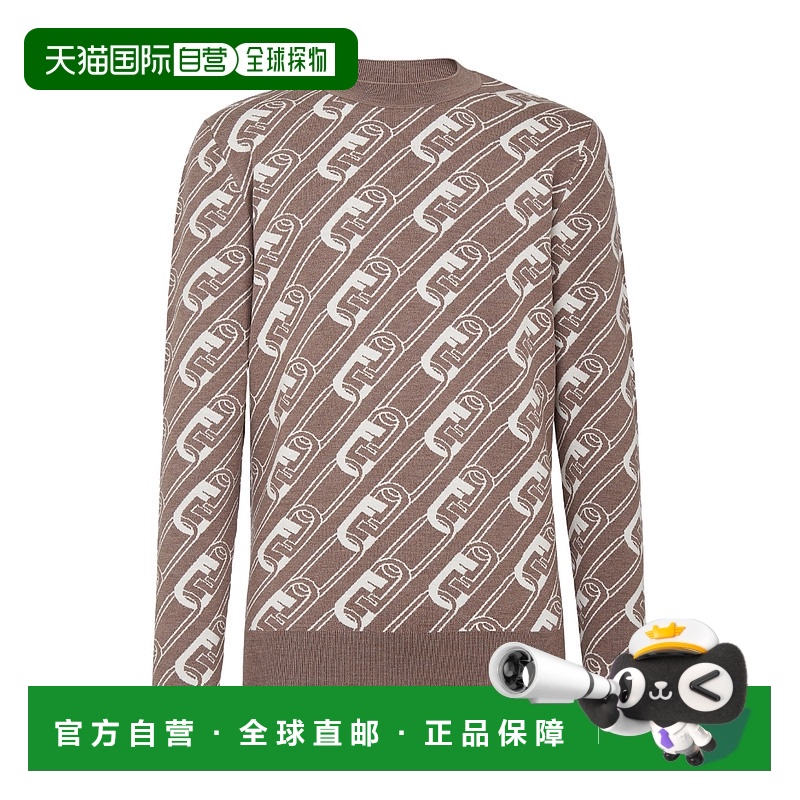 香港直邮Fendi 徽标圆领羊毛长袖毛衣 FZX061AL3I