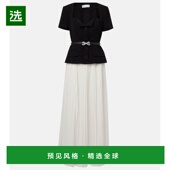 香港直邮Self Portrait 女士 1h可退 束带褶裥雪纺长款 连衣裙长裙