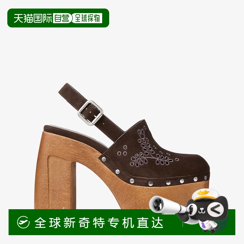 欧洲直邮JIMMY CHOO Alida Platform 135_带马德拉刺绣的绒面革露