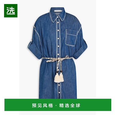 1h可退 香港直邮ZIMMERMANN 女士 Whipstitched 牛仔迷你衬衫式连