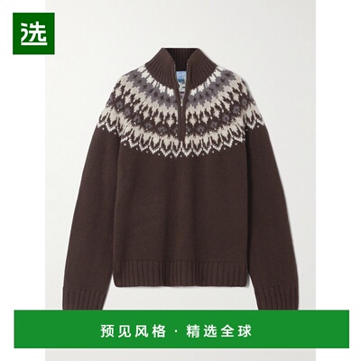 1h可退 香港直邮Arch4 女士 'Fair Isle' 羊绒半拉链毛衣 KNJP253