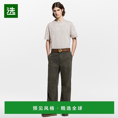 1h可退 欧洲直邮LV路易威登 Monogram男士浅米色棉老花图案短袖T