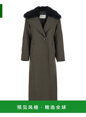 香港直邮Blumarine 蓝色情人 女士 Lapels 绿色经典款可拆卸领羊