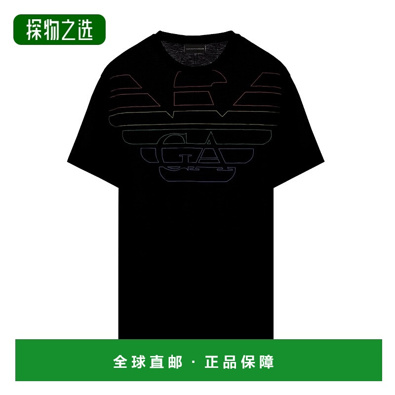 香港直邮Emporio Armani 黑色logo印花短袖T恤 3G1TM61JQXZ阿玛尼
