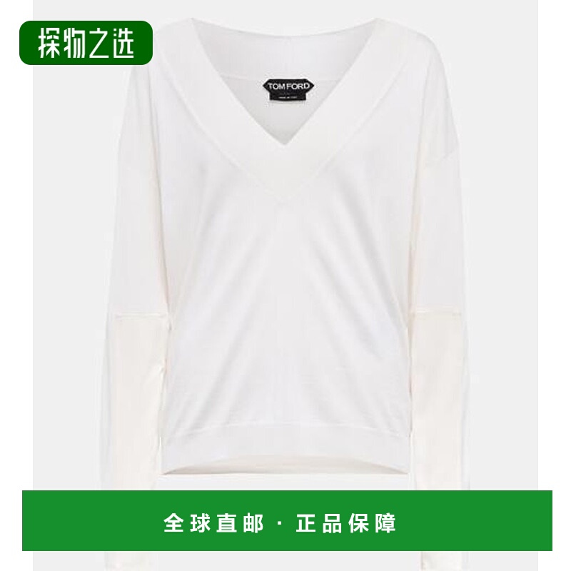 香港直邮Tom Ford 汤姆·福特 女士 拼接羊绒真丝毛衣