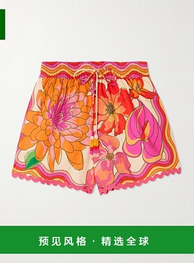 香港直邮FARM RIO 女士 Spring Affair 串珠精饰印花亚麻混纺短裤