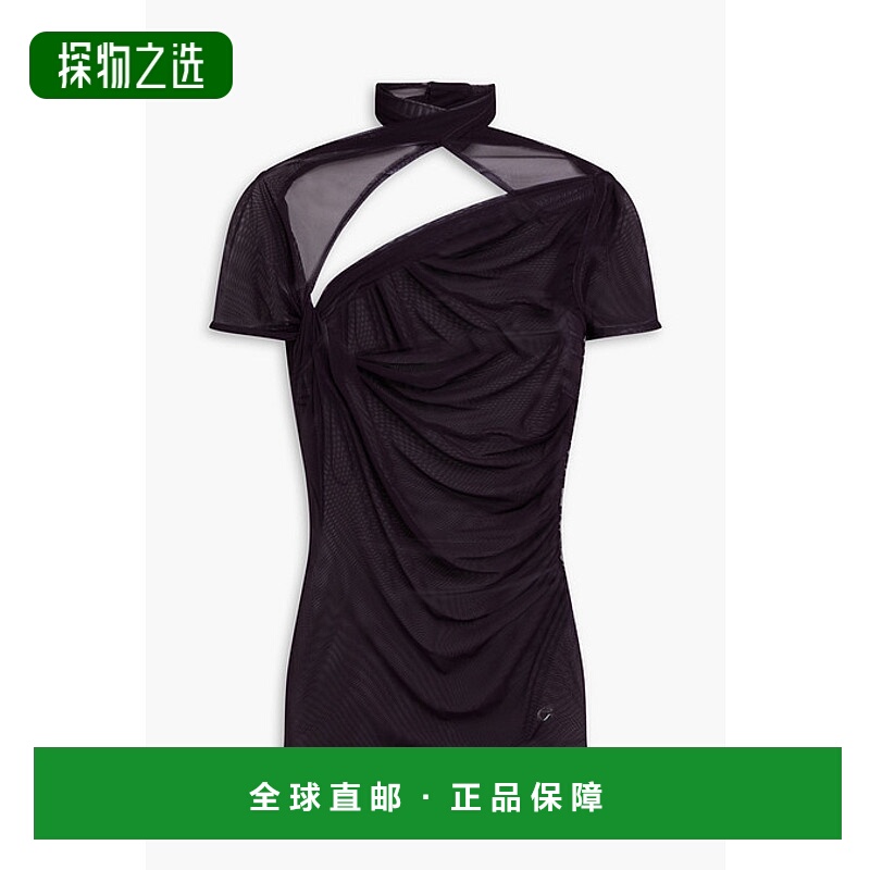 香港直邮Coperni 女士 剪口弹性网纱上衣 COPJS54557BURGUNDY