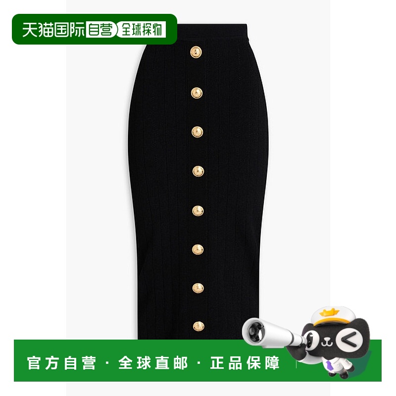 1h可退 香港直邮Balmain 巴尔曼 女士 徽标纽扣半身裙 YF1LD066KB